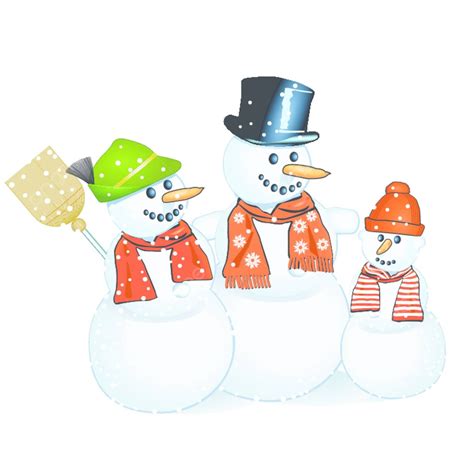 Tres Alegres Muñecos De Nieve Bola De Nieve Padres Escarcha Vector PNG