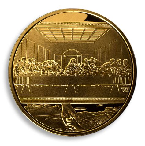 Jesus Christ Last Supper Saint God Gold Plated Gilded Coin