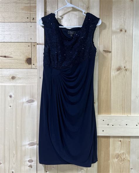 Dressbarn Dress Womens Petite Blue Sleeveless Ruching Wedding