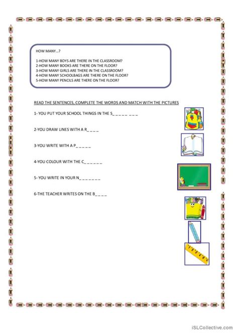 My Classroom English Esl Worksheets Pdf And Doc