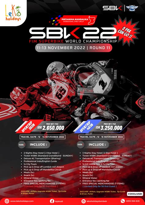 Buy The Ticket For WSBK 2022 Mandalika Indonesia Travel