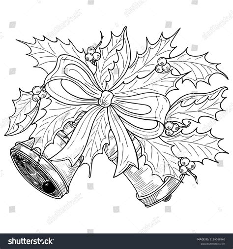 Handpainted Christmas Bells Sketch Illustration Christmas Stock Vector ...