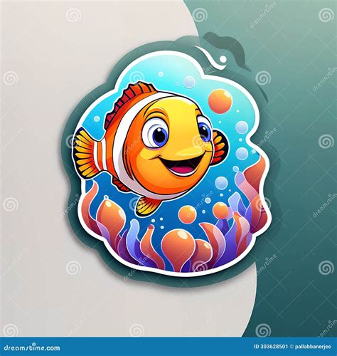 Cute Clown Fish Vector Illustration Cute Cartoon Clown Fish Stock