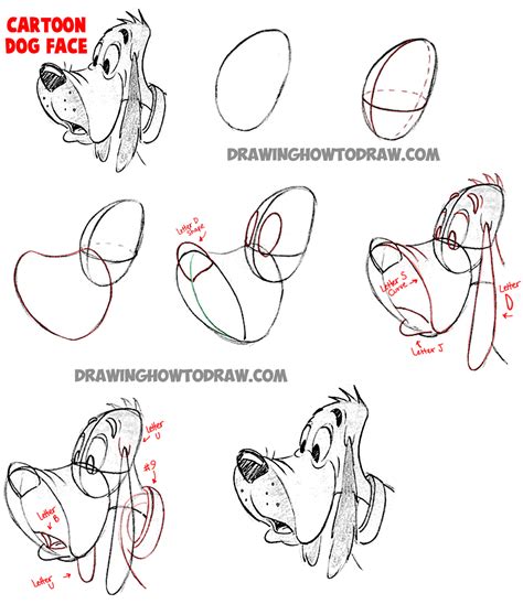 How to Draw Cartoon Dogs Face and Head in Easy Steps Lesson – How to ...