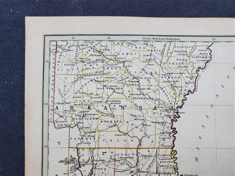 1835 TG Bradford Map Arkansas Territory and Louisiana - 100% Genuine Antique | #4590218141