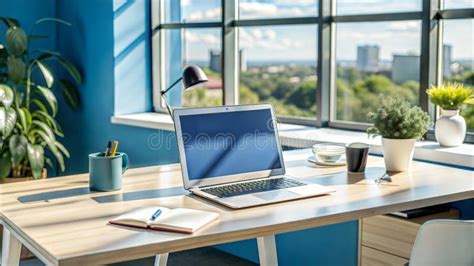 Office Desk Setup with a Laptop Stock Image - Image of workspace, accessories: 329810871