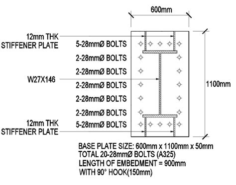 12m Canopy Steel Beam To Rc Concrete Connection Structural