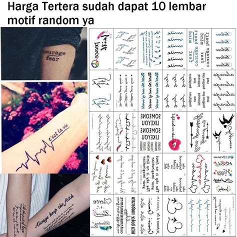 Jual 10 Lembar Tato Tulisan Tattoo Temporary Sticker Tato Temporer