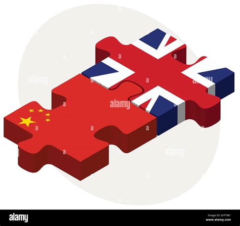 Imagen Vectorial China Y Reino Unido Banderas En Puzzle Aislado Sobre