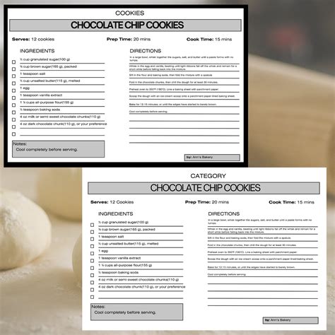 Printable Recipe Card Recipe Card Template Editable Recipe Card