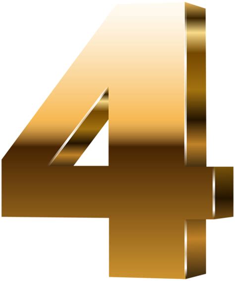 Number Four 3D Gold PNG Clip Art Image | Clip art, Art images, Free ...