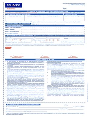 Fillable Online SYSTEMATIC WITHDRAWAL PLAN SWP APPLICATION FORM Fax