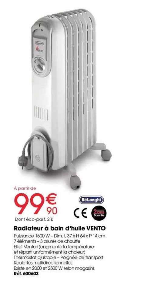 Promo Radiateur Bain D Huile Vento Delonghi Chez Brico Pro