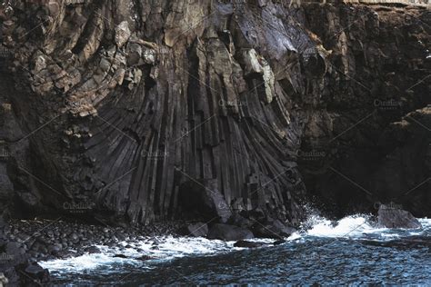 Abstract basalt rock formations containing basalt, cliff, and faroe ...