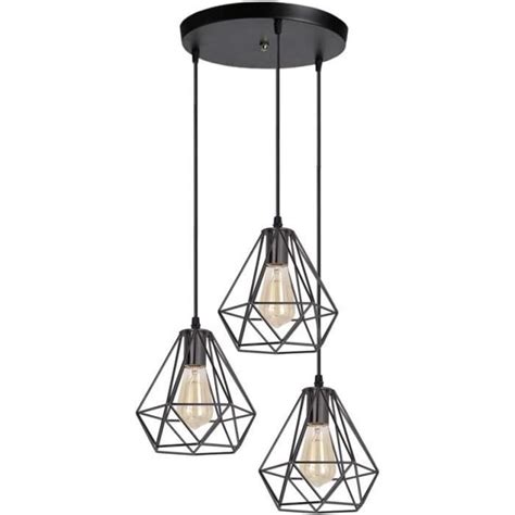 IDEGU 3 Lampes Lustre Suspension Lnaire Industrielle Plafonnier Rétro