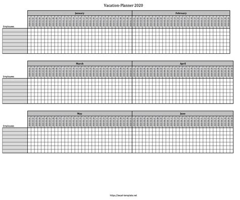 Employee Vacation Calendar Template 2020 | Example Calendar Printable