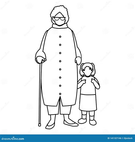 Cute Grandmother With Granddaughter Stock Vector Illustration Of