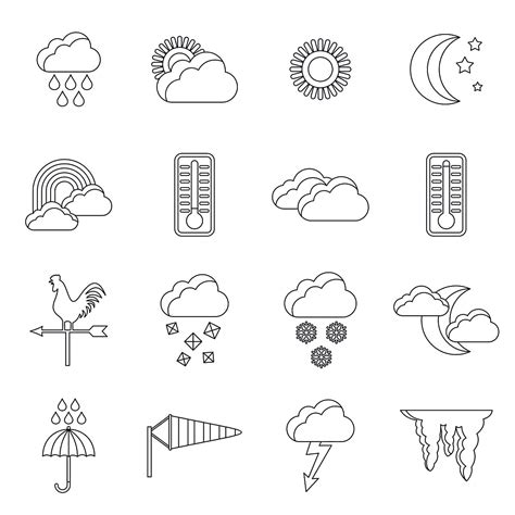 Outline Style Vector Art Png Weather Icons Set Outline Style Weather