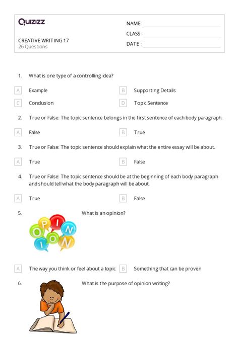 50 Creative Writing Worksheets For 4th Year On Quizizz Free Printable