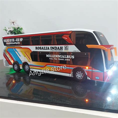 Jual Miniatur Bus Bis Rosalia Indah Volvo B11r Double Deck Tanpa