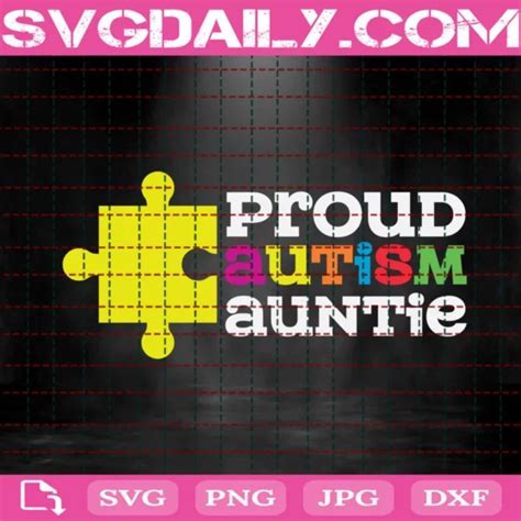 Proud Autism Auntie Svg Free Commercial Use Svg Cut Files Svgdaily