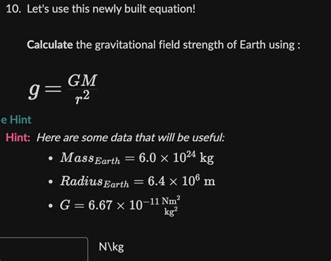 Solved Calculate the gravitational field strength of Earth | Chegg.com