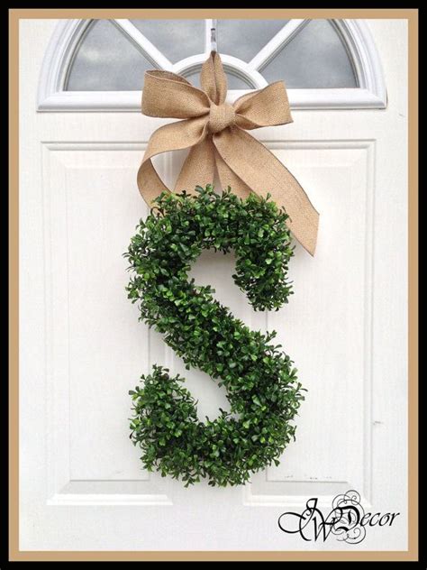 Monogram Wreath Wreaths Year Round Wreath Door Arificial Boxwood