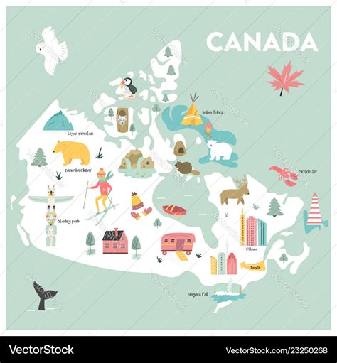 Cartoon map of canada Royalty Free Vector Image