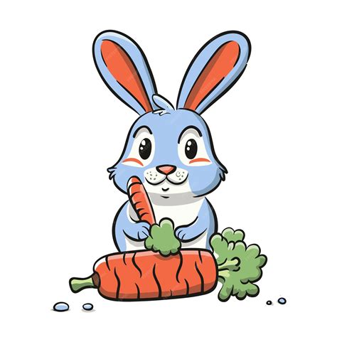 Premium Vector | Rabbit eating carrot