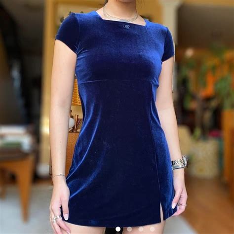 Vintage Dresses Vintage Blue Velvet Mini Dress Poshmark