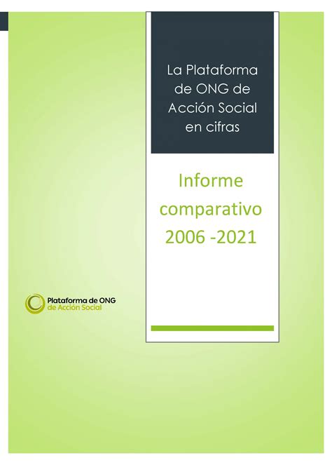 La Plataforma De Ong De Acción Social En Cifras Informe Comparativo