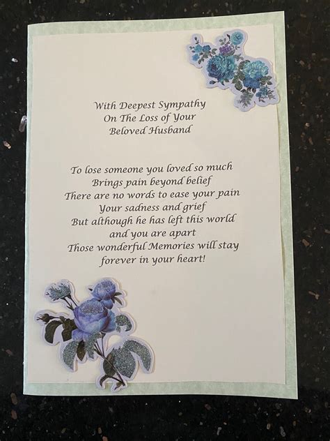 Loss Of Husband Large Sympathy Card With Poem Etsy