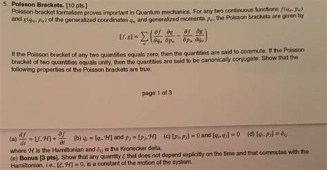 Solved 5 Poisson Brackets 10 Pts Poisson Bracket Chegg