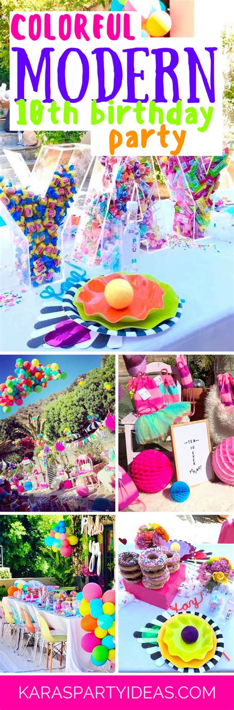 Kara's Party Ideas Colorful Modern 10th Birthday Party | Kara's Party Ideas