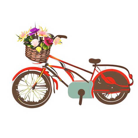 Bike With Flower Basket Graphic Creative Fabrica