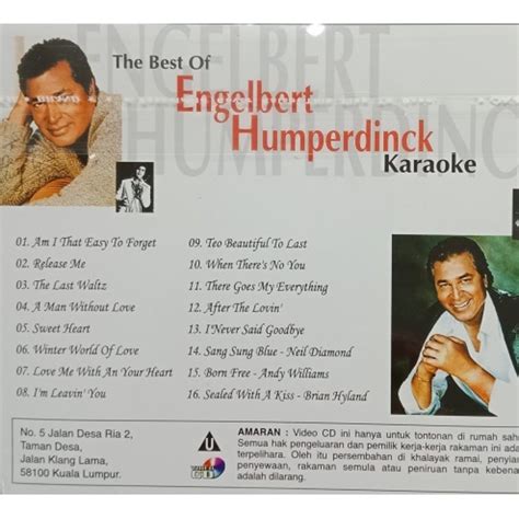 Engelbert Humperdinck The Best Of Karaoke VCD Cover Version 16 Greatest