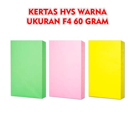 Jual Kertas Hvs F4 60 Gsm 500 Lembar Berwarna Kertas Hvs F4 Kertas