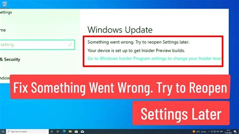 Fix Something Went Wrong Try To Reopen Settings Later In Windows 10 Update Problem Youtube