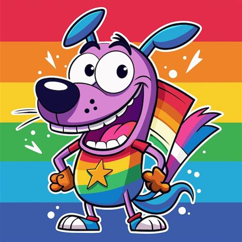 Un Perro De Dibujos Animados Con Una Camisa De Arco Iris Y Un Perro De