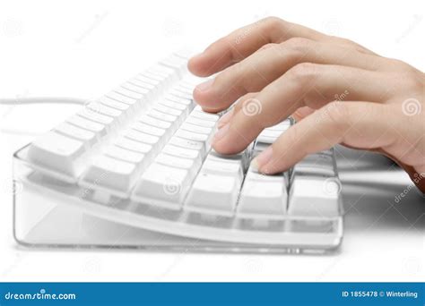 Typing On A White Computer Keyboard Royalty Free Stock Photos Image