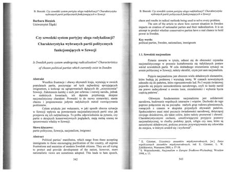 PDF Czy Szwedzki System Partyjny Ulega Radykalizacji Charakterystyka