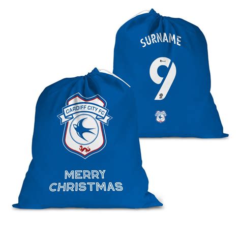 Personalised Cardiff City Fc Back Of Shirt Santa Sack Etsy