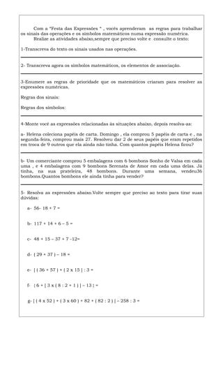 Regras Que Comandam As Expressões Numéricas 2014 22 Pdf