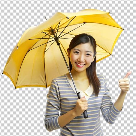 Premium PSD A Woman Wearing A Black Shirt And Standing With An Umbrella