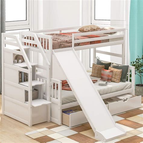 Twin Over Full Bunk Bed With Slide - Loft Beds For Small Spaces