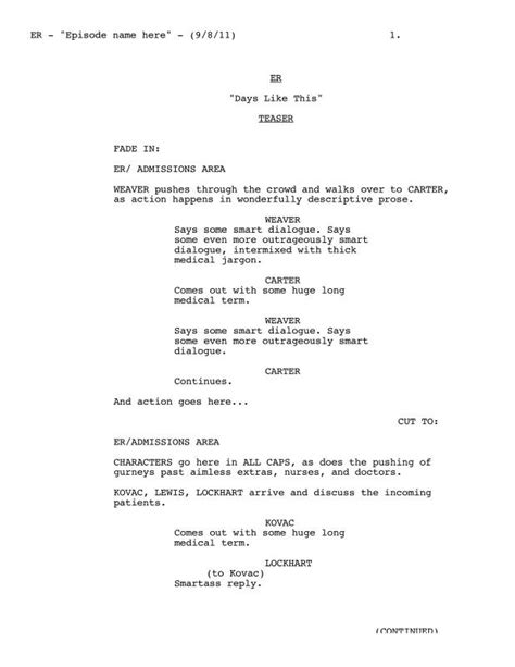 Script Writing Format Template