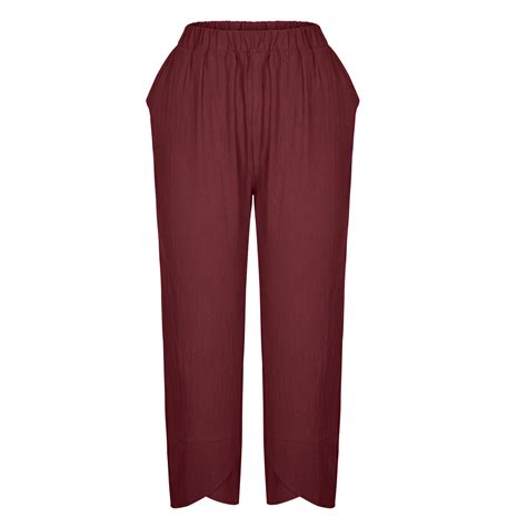 Moxiu Cotton Linen Pants For Womens Plus Size Solid Palazzo Sweatpants