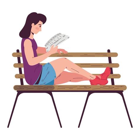 Premium Vector One Person Sitting On Bench