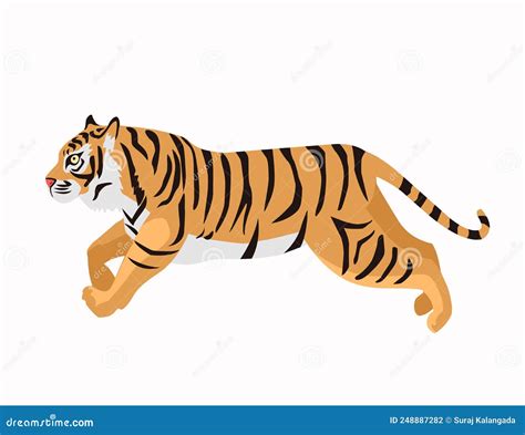 Tiger Running Tiger Illustration Wild Animal Tiger Stock