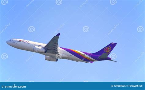 Thai Airways Airbus A340 600 Quad Jet Taxiing At Changi Airport